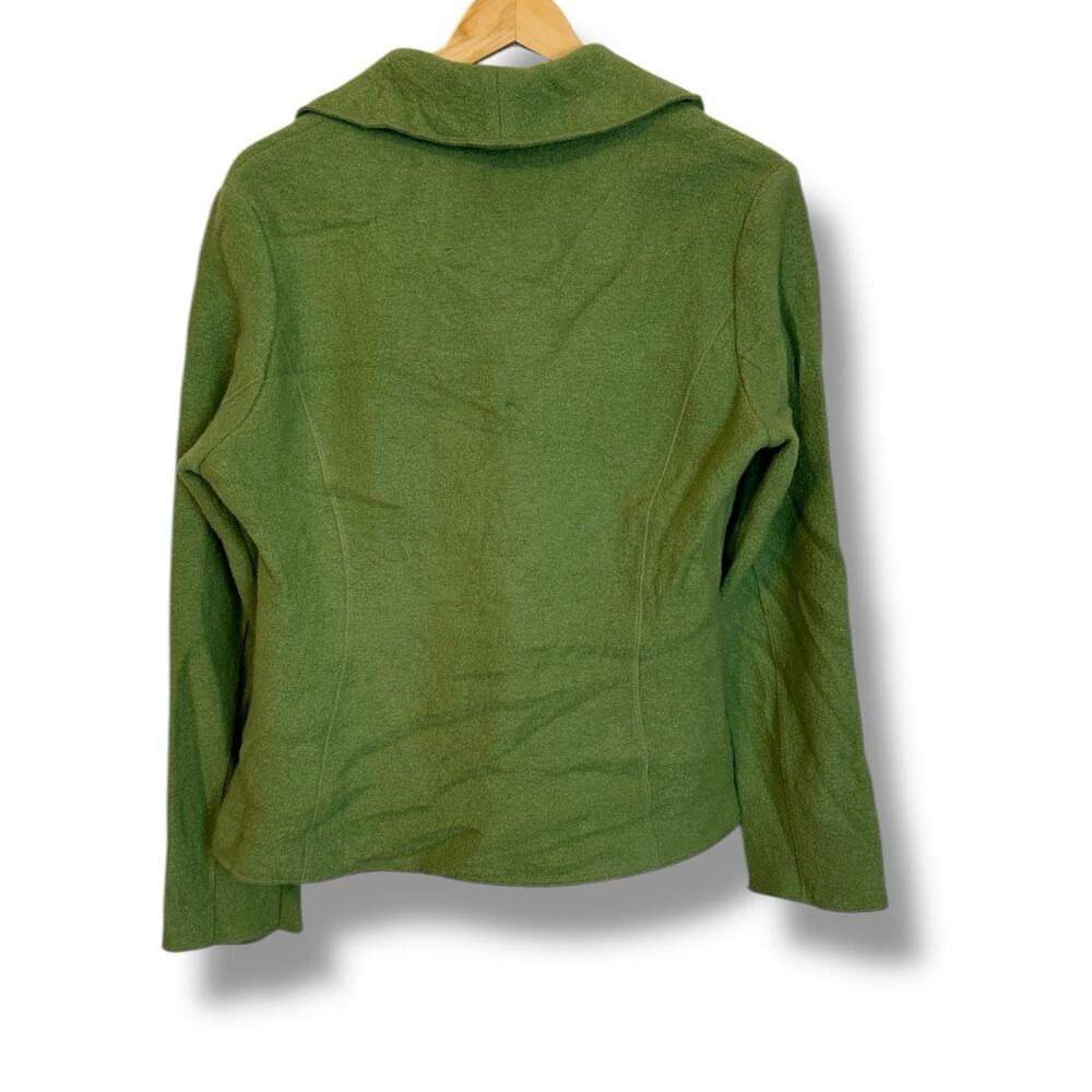 Bianca Green Boiled Wool 2-Button Blazer Jacket Soft Shell Size 8 Art To Wear - Picture 2 of 7